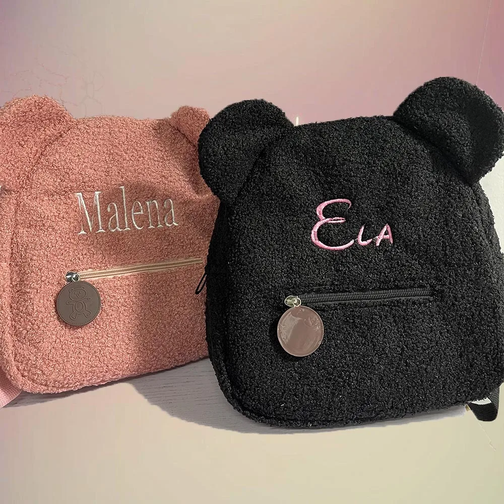 Personalized Embroidered Toddler Backpack Bag Lightweight Plush Bear Bag Kids Custom Name Backpack Gift for Boys Girls Ladies new embroidered cartoon cute kindergarten student school bag personalized name little bear backpack outgoing travel gift bag