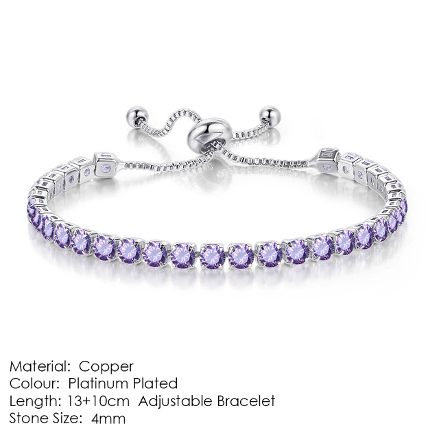 Luxury Adjustable Tennis Bracelets For Women Christmas Gift Rainbow Zircon Rose Gold Color Chain Jewelry Korean H056