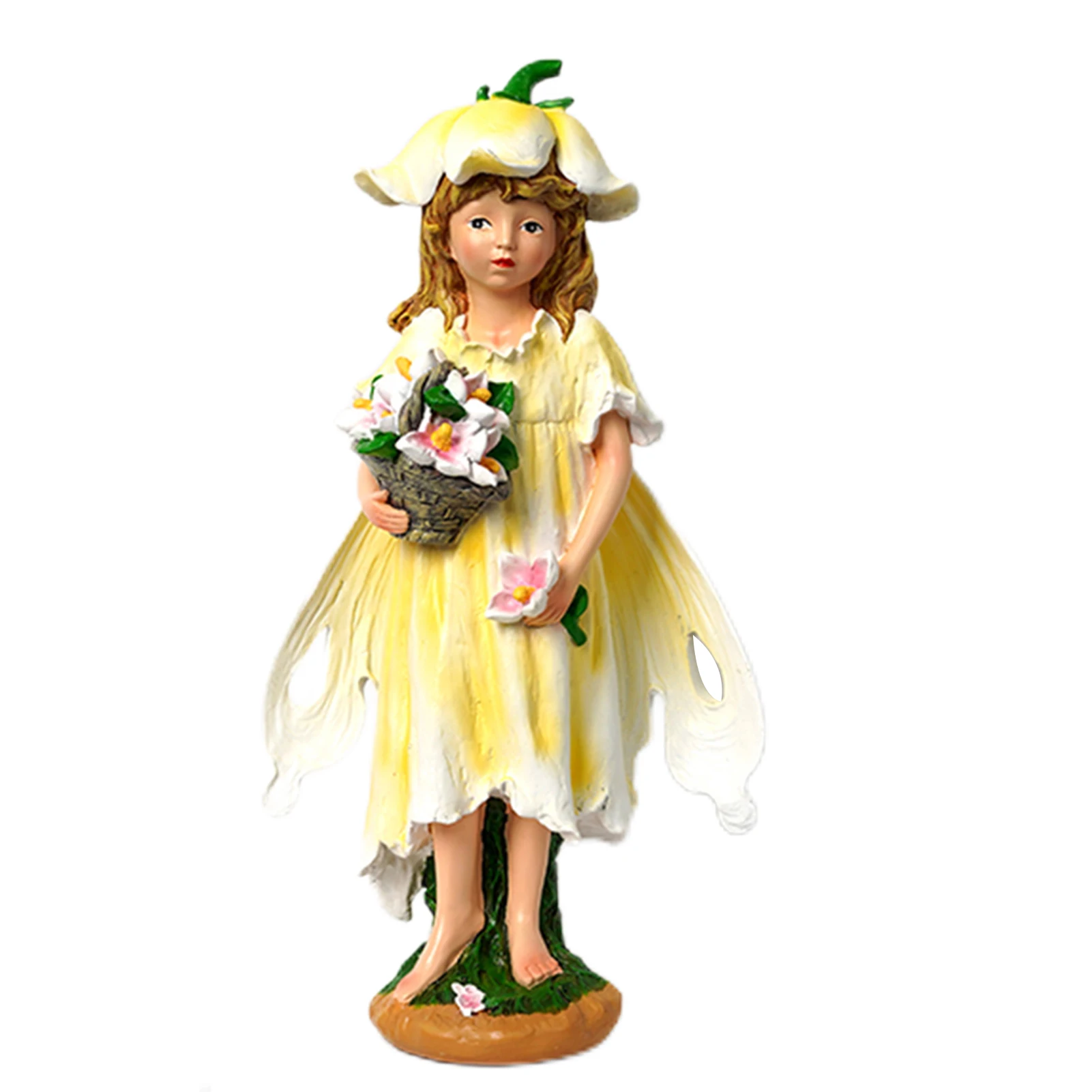 

Miniature Fairy Figurine Little Girl Fairy Statue Resin Ornaments Figurine for Outside Yard Art Patio Balcony