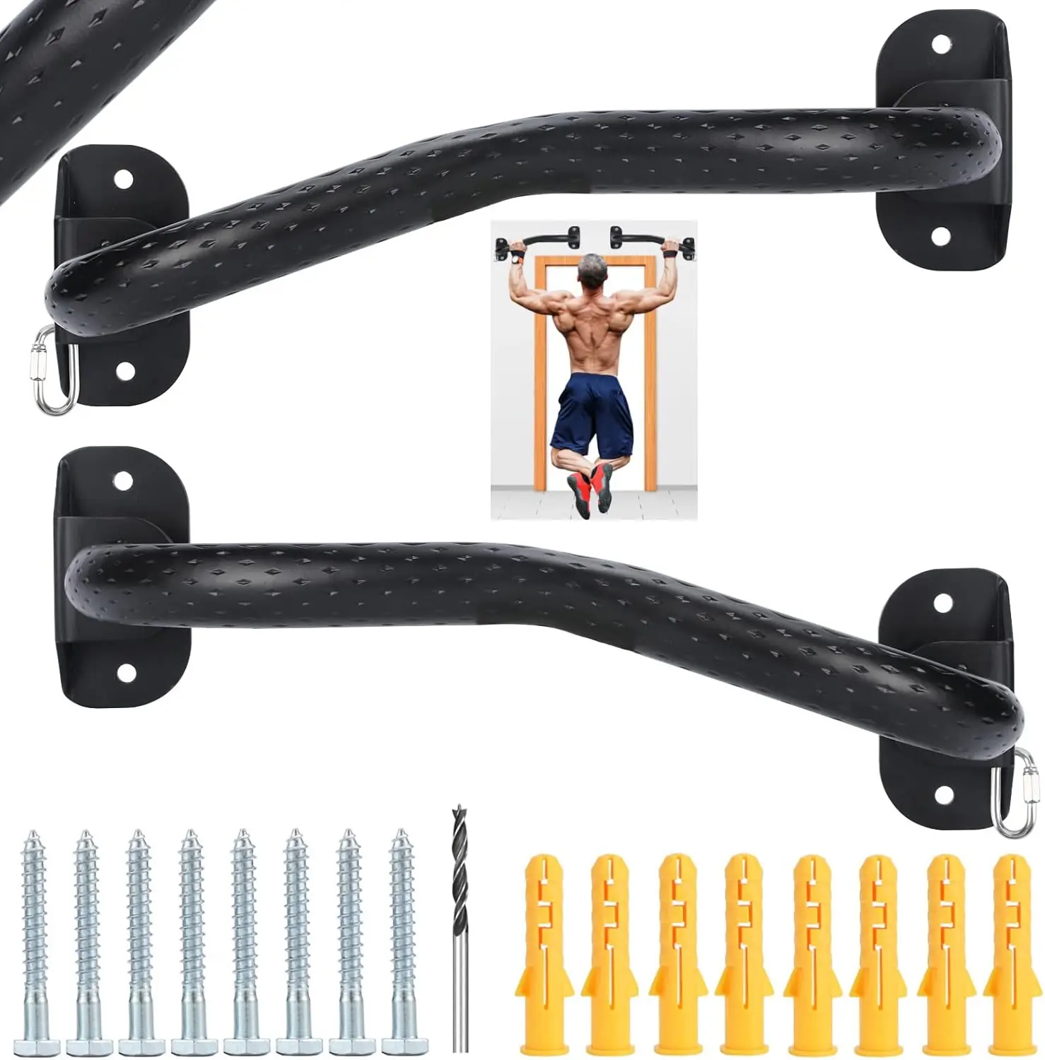 Wall Mounted Pull Up Bar Carbon Seel 800LB Adjustable Width Upper Body Fitness Bar Door Multi-Grip Portable Indoor Pull Up Bar F 1