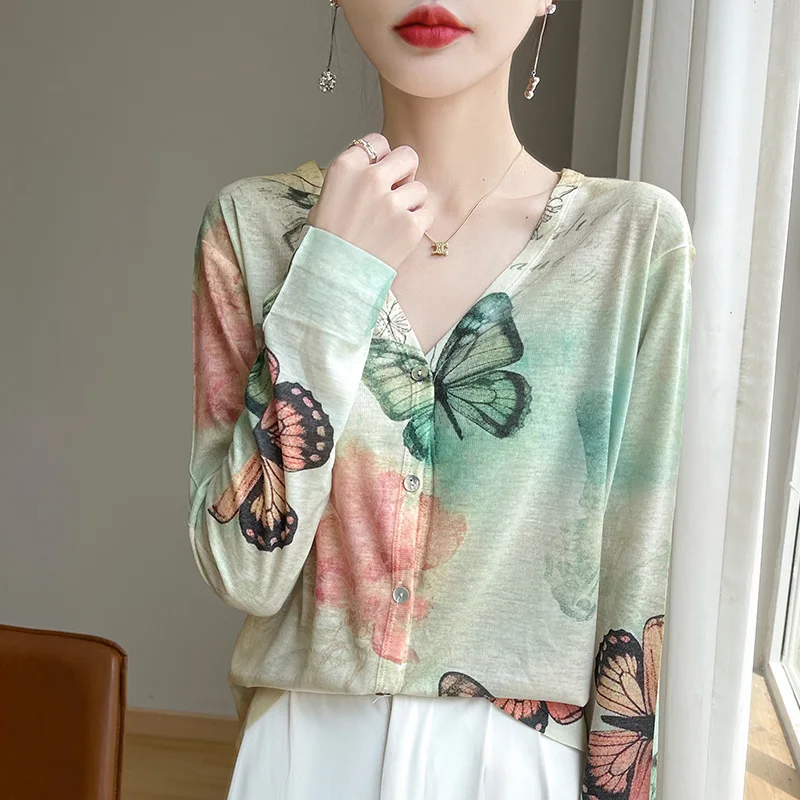 

Cashmere cardigan Women V-Neck Spring and Autumn Cashmere Cardigan Women Knit Sweater Loose Long Sleeve Cashmere cardigan Women