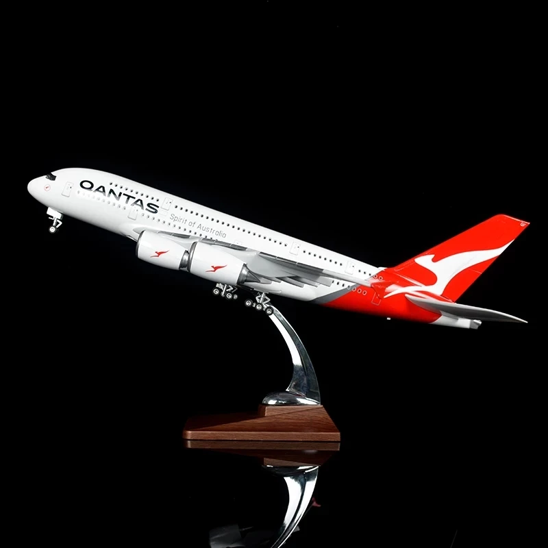 

1/160 Scale Diecast Resin 46cm A380 Air Bus Passenger Aircraft Australia Airplane Model Qantas Airways with Cabin Lights Gift