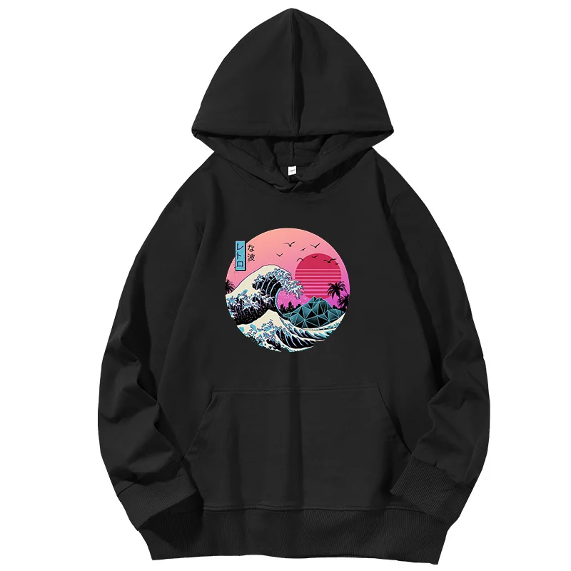 

Aesthetic Synthwave Classic Graphic Hooded Sweatshirts Suitable For All Ages Spring Autumn Cotton Essentials Hoodie Hooded Shirt