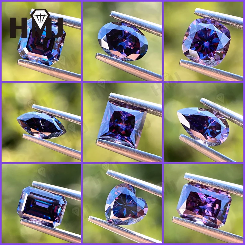 Moissanit-Edelstein, imperiales Lila, brillanter Herzschliff, Labor-Grow-Diamant-Charms, fortschrittliches Material zur Schmuckherstellung mit GRA-Bericht