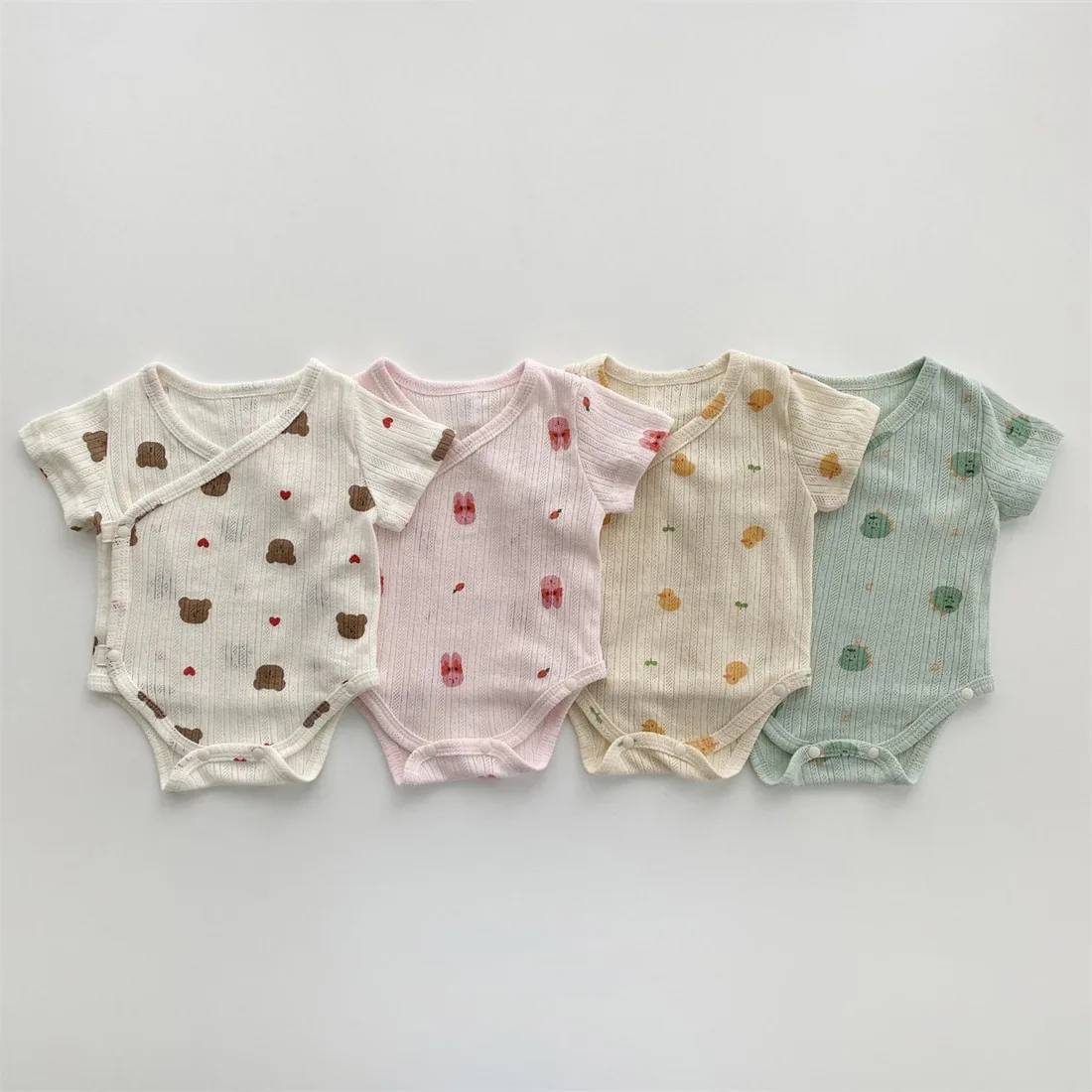 0-24M Baby Romper+Hat Suit Short-Sleeved Jumpsuit Infant Cartoon Printing Baby Home Clothes With Hat Set Girls Boys Clothes baby rompers cotton jumpsuit baby jumpsuit baby clothing