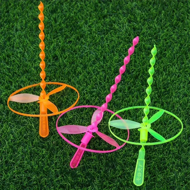 Hand Push Flying Fairy Bamboo UFO Dragonfly Childhood Spin Street Stall Toy Kindergarten Party Supplies Gift