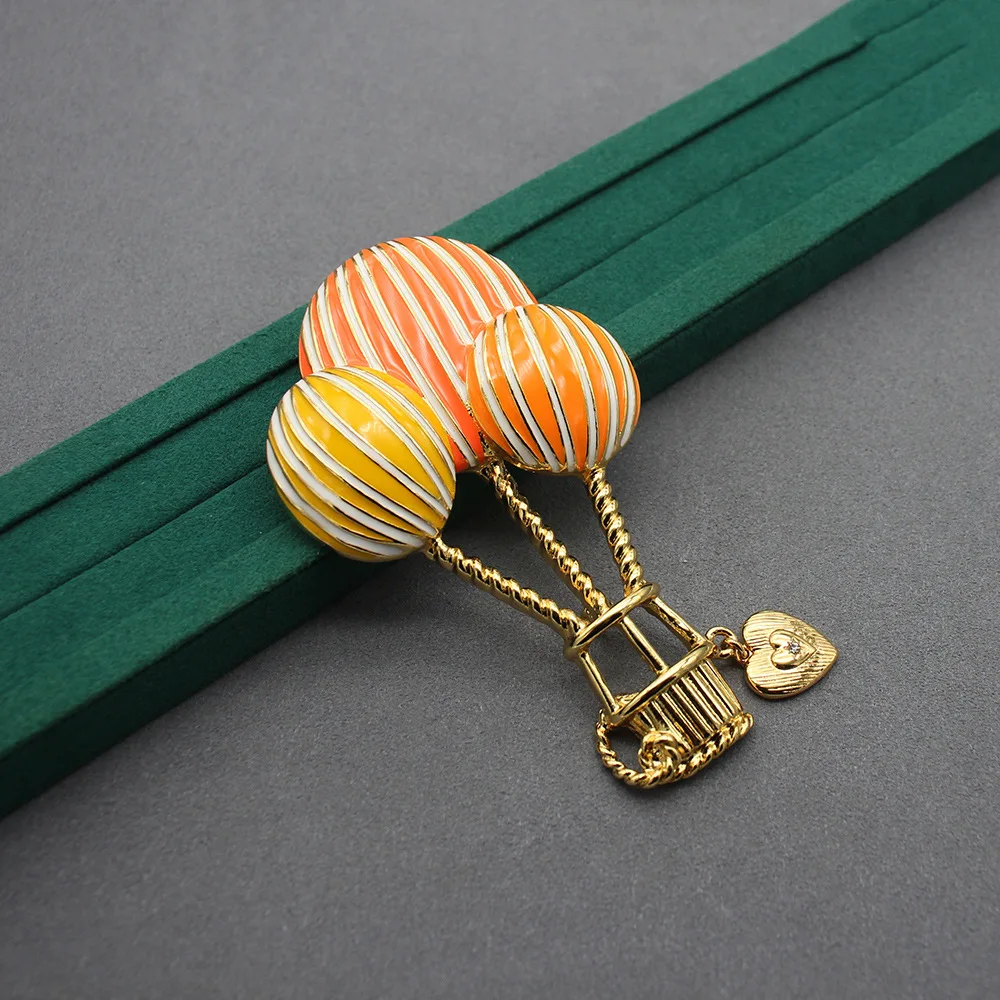 European and American exaggerated color hot air balloon brooch