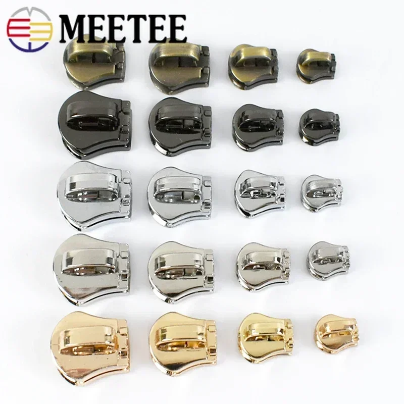 3# 5# 8# 10# Zipper Slider for Metal Zip Tape Bag Clothes Zippers Head Pull Repair Kit Luggage Zips Lock Accessory Meetee 10Pcs zipper repair kit zipper pullers zipper sliders zipper heads