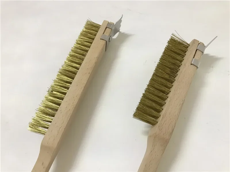 Pizza Oven Copper Brush Wood Handle Bristle Brass Grill Cleaning Small Brush for Roccbox Onni Koda Oven Clean pizza Shovel peel