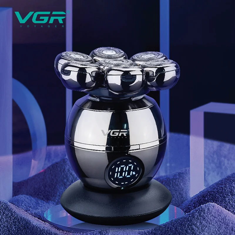 VGR 7D Electric Shaver Rechargeable Bald Shaver Waterproof Rotary Razor Beard Trimmer Nose Hair Trimmer Set for Men V-315