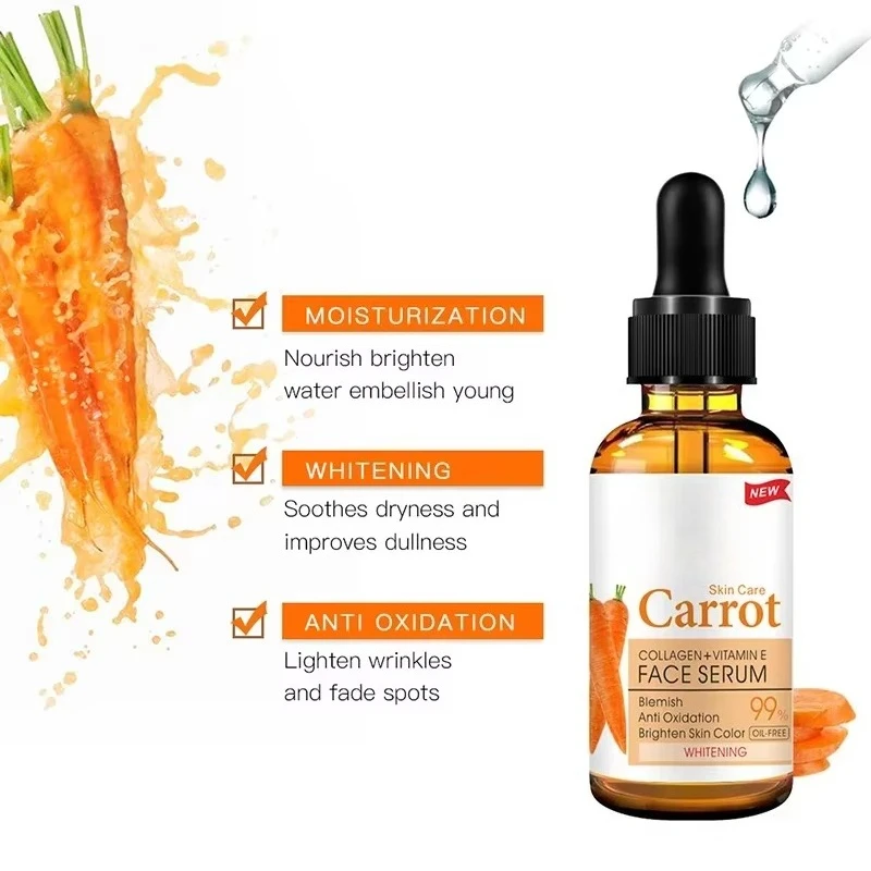 Facial Serum Carrot Serum Skin Repair Retinol Skin Care Firming Anti-Wrinkle Anti-Aging Anti-Acne 30ml
