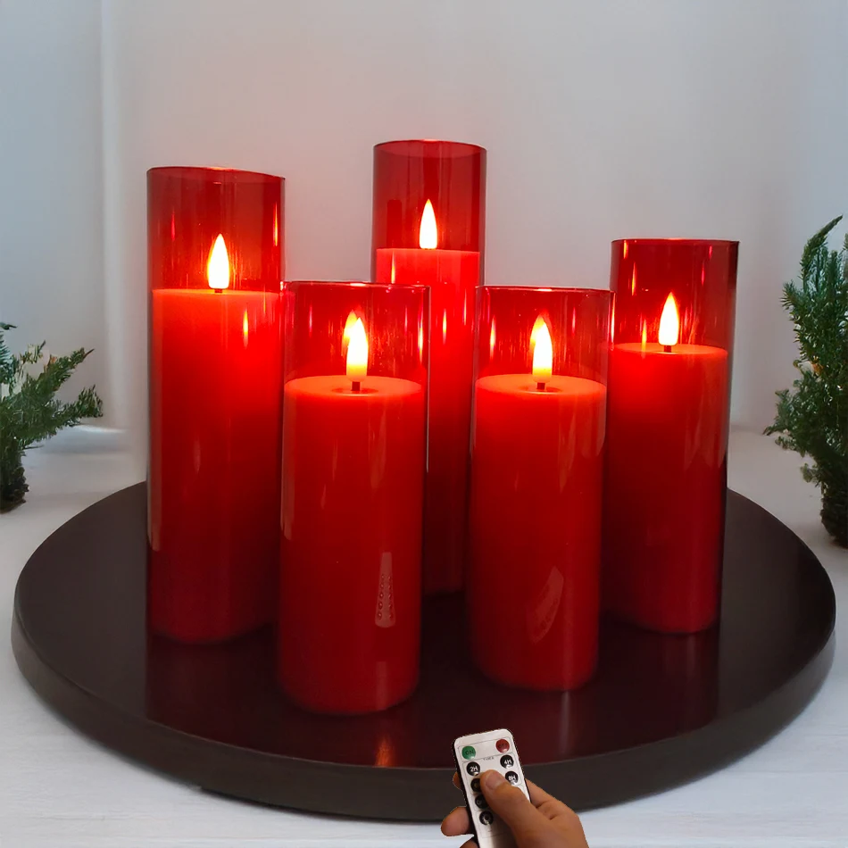 Bougies Sans Flamme De Noël Bougies De Pilier LED à Piles, Lumière