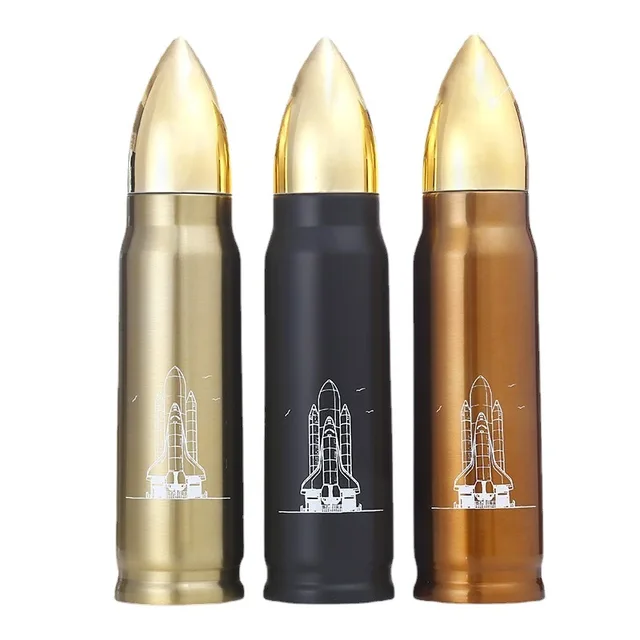 350/500/1000ml Creative Bullet Thermos Bottle Portable Double Layer Vacuum Flask Stainless Steel Water Bottle Rocket Shell Cup 3