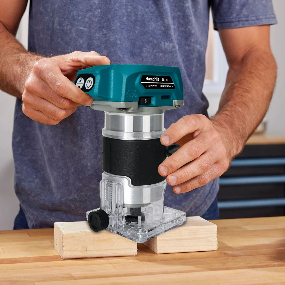 18V Brushless Woodworking Electric Trimmer 5 Speeds Machine Wood Router Engraving Slotting For BL1830 1840 1850 1860 Batteries