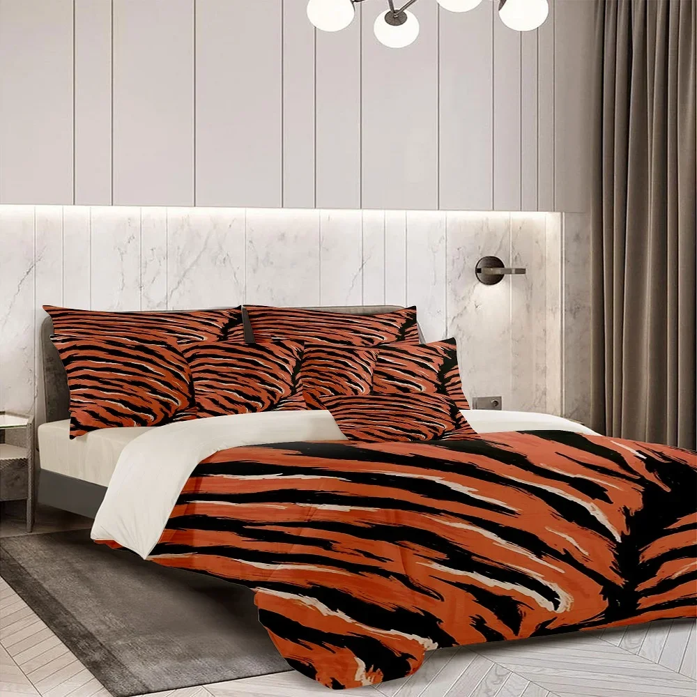 Tiger Pattern Print Duvet Cover Set UK Single Double Queen US Twin Full King Size Among Bed Linen Set