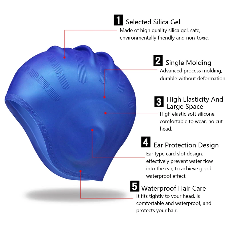 Waterproof Swimming Cap Men Women High Elasticity Ears Protection Silicone Diving Cap For Summer Beach Swimming Diving Caps New 2
