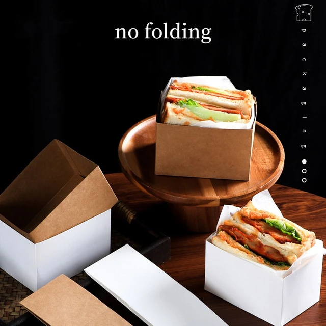 50pcs Disposable Food Wrapping Box Plastic Sandwich Container Egg Toast  Breakfast Packaging Boxes Restaurant Supply - AliExpress