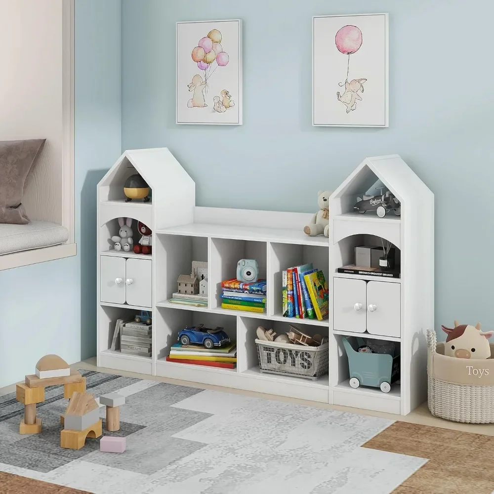 Bookcase and Toy Storage Cabinet, Children Bookshelf, Castle Shape, Playroom Furniture Multipurpose Shelf for Toddlers 2