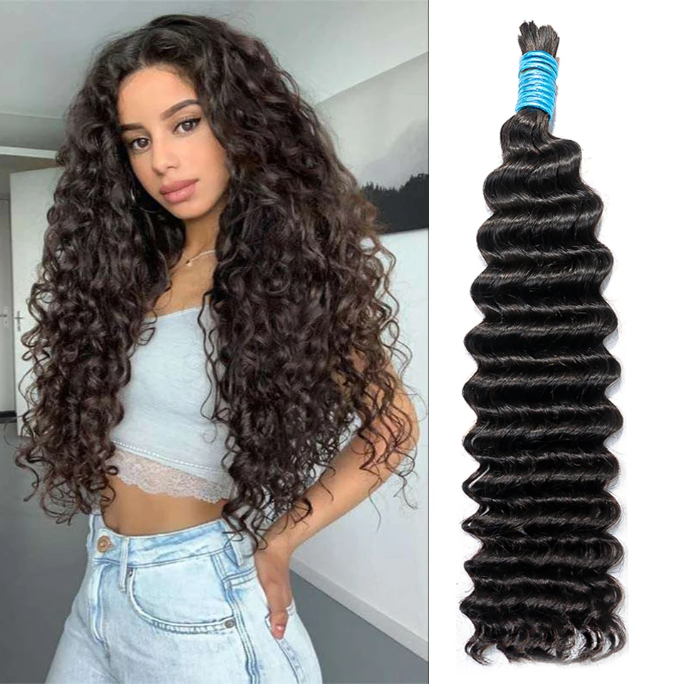 Mink Hair Bulk Loose Deep Water Weaving Virgin Kilo Natural Raw Indian Temple Wavy Human Hair Bundles Extensions
