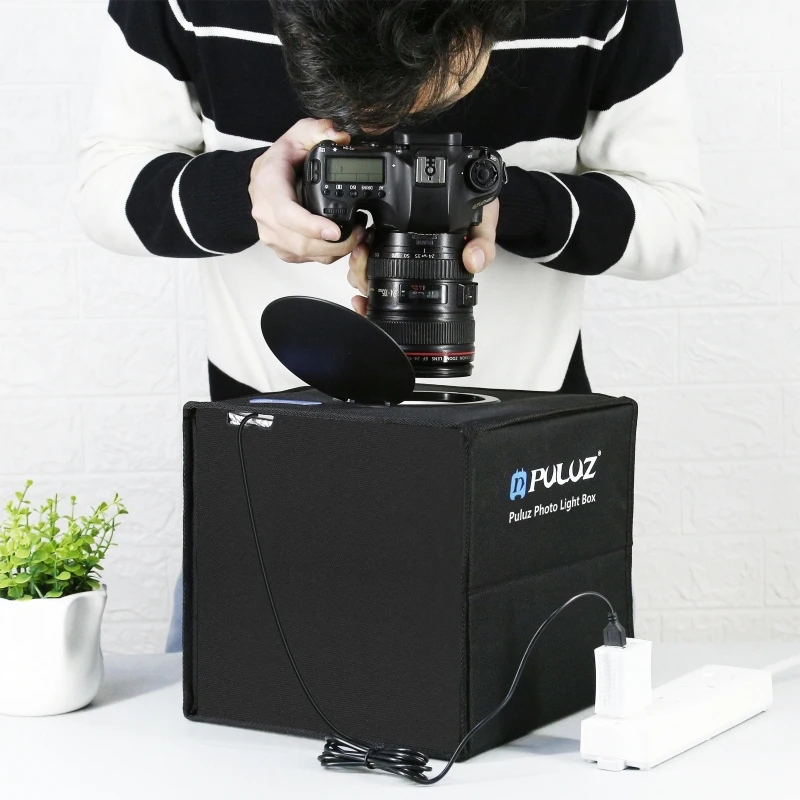 25cm Folding Portable Studio Tent Box Photo Lighting Desktop Studio with 12 Colors Backdrops & High 97 CRI Ring Light
