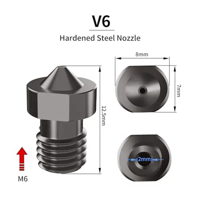 A72P 8Pcs 경화 강철 V6 노즐 키트, 3D 프린터 V6 핫엔드 압출기 노즐 0.4Mm 0.6Mm 0.8Mm Anycubic I3 Mega용