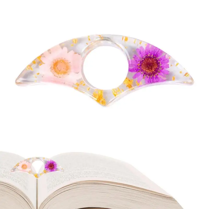 

Thumb Book Support Transparent Thumb Ring Page Holder Handmade Flower Resin Bookmark Book Page Holder For Reading Bookmark