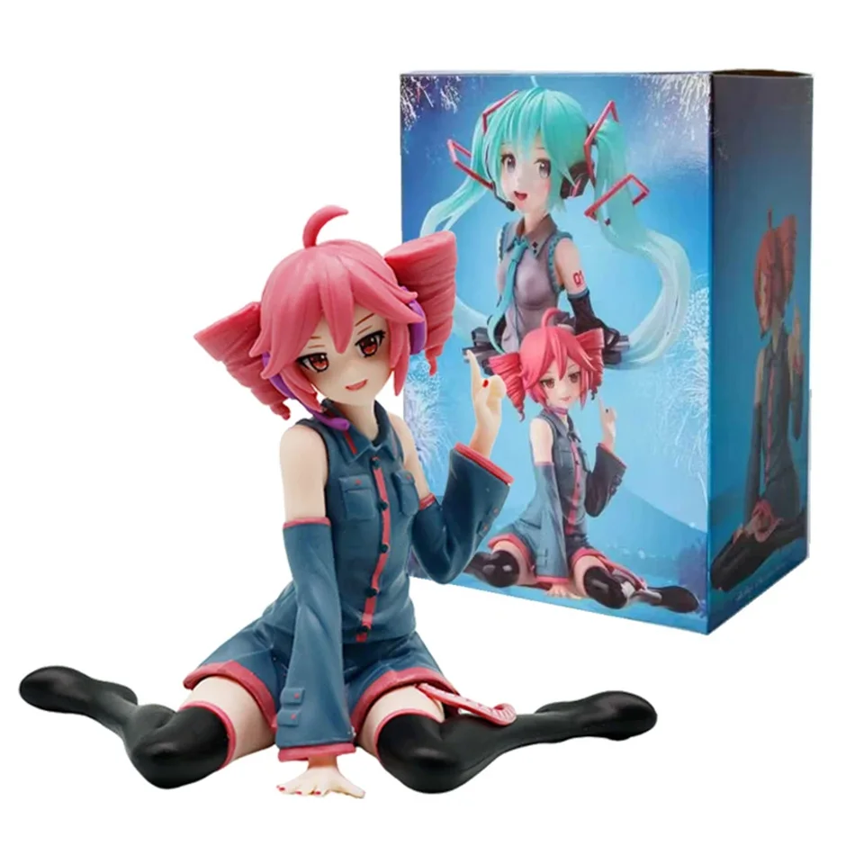 Hatsune Miku & Kasane Teto Joint Name Figurine - UTAU Vocaloid Sitting Anime Girl PVC Collectible