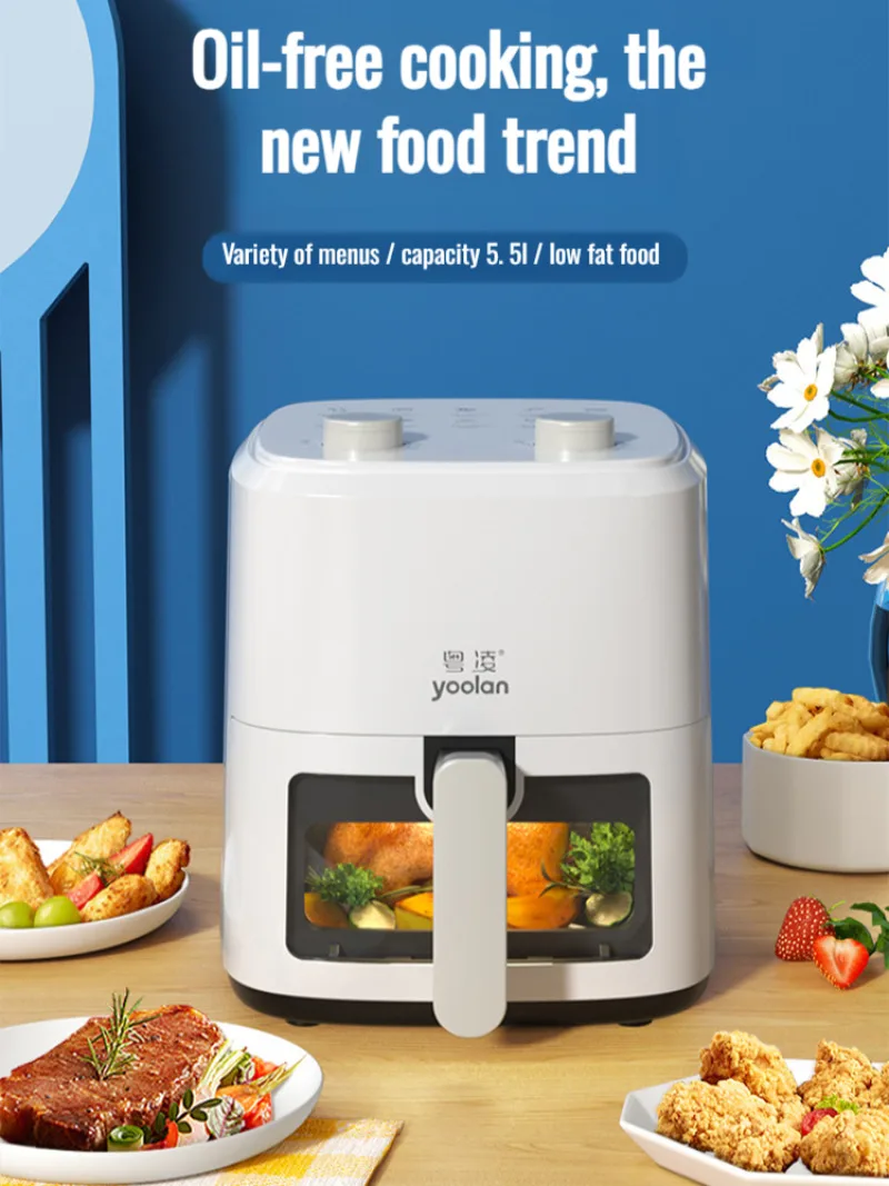 5L Air fryer Large capacity for home use high-capacity electric oven fully automatic intelligent french fry machine Temperature