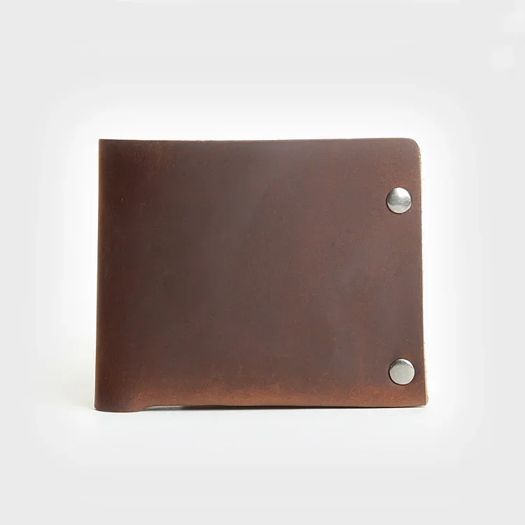 Handmade Minimalist Wallet for Men Short Mini Genuine Leather Small Cool Best Front Pocket Wallet for Men 8.5*10.2cm 5