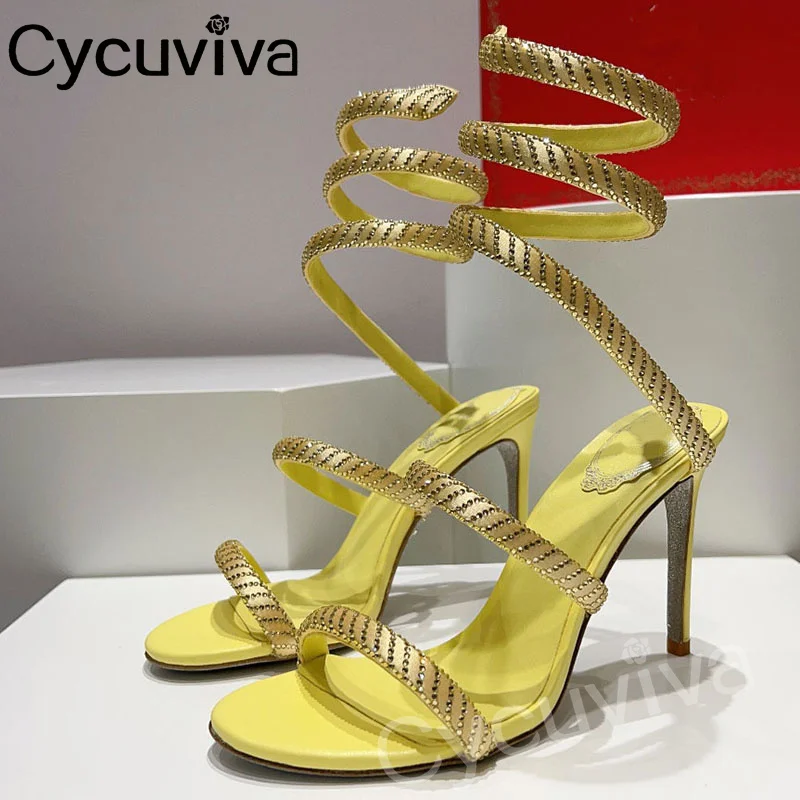 

Hot Sale Ankle Sneake Strap Women Sandals Summer High Heel Party Gladiator Sandals Braid Weeding Shoes Women Sandalias Mujer