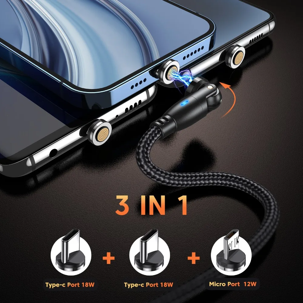 Revolutionary 9-Pin Magnetic USB Type C Cable - 3A Fast Charging & Data Transfer
