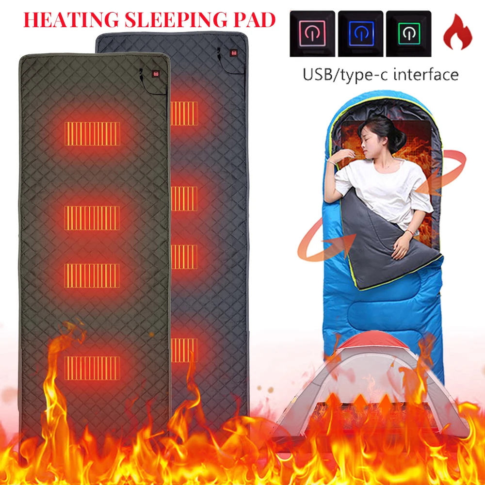 5V USB Camping Sleeping Pad Heating Blanket Outdoor Heated Camping Sleeping Mattress Heated Mat Thermal Heating Pad