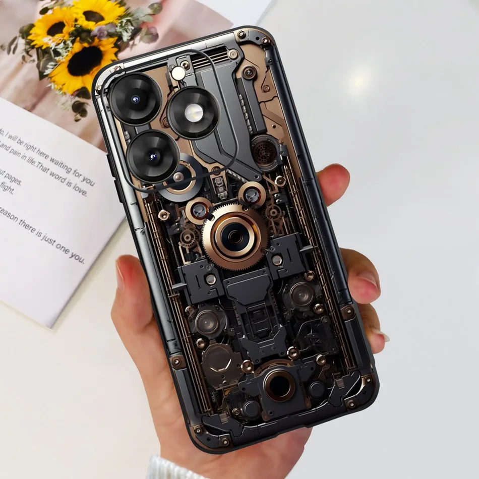 Stylish Black Silicone TPU Phone Case with Fashionable Patterns