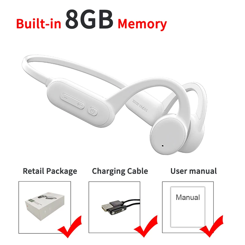 Reproductor de música MP3, auriculares de oreja abierta, auriculares  inalámbricos de conducción de aire con memoria integrada de 32G,  reproductor MP3 para seguridad deportiva - AliExpress