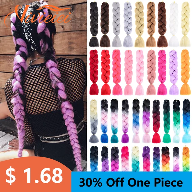 Braid Hair Blonde Pink Purple  Ombre Purple Jumbo Braid Hair -  24”synthetic Braiding - Aliexpress