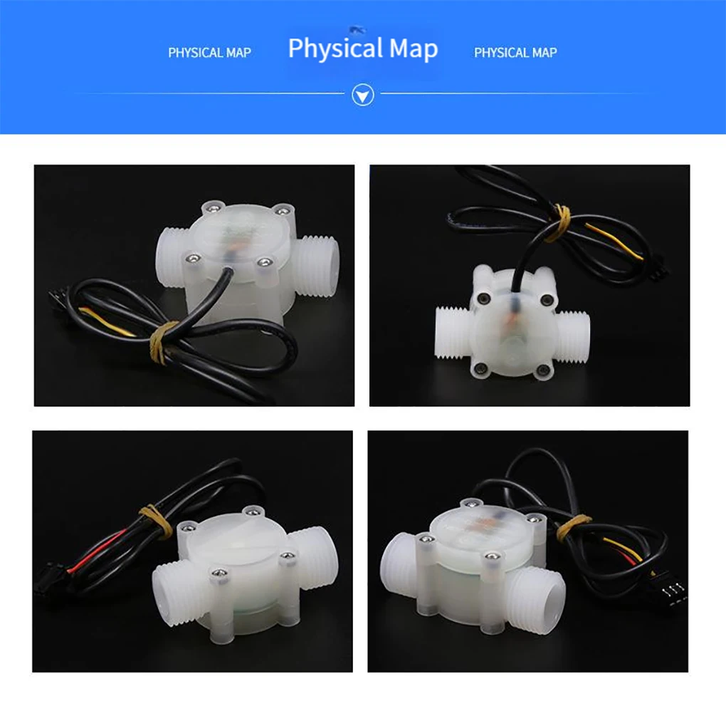 G1/2 Water Flow Sensor PVDF Material Hall Flowmeter Acid and Alkali Resistant Co