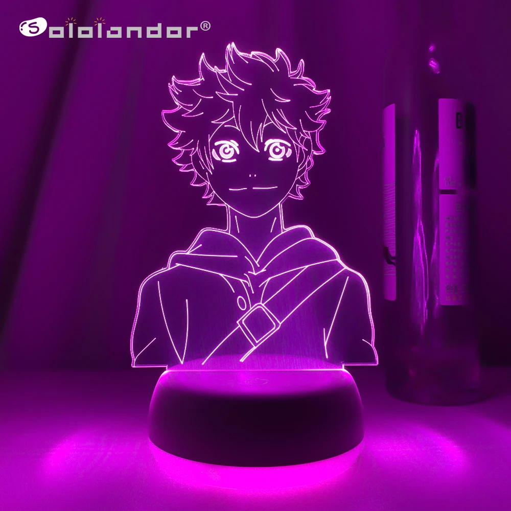 

Acrylic Led Night Light Anime Haikyuu Shoyo Hinata Figure for Kids Bedroom Decor Nightlight Cool Manga Gadget Child Table Lamp