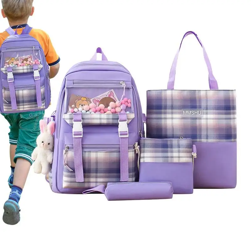 

Cute School Backpack Girls Set School Backpack For Kids Pencil Case Tote Bag Schoolbag Backpack With Rabbit Pendant Student Back