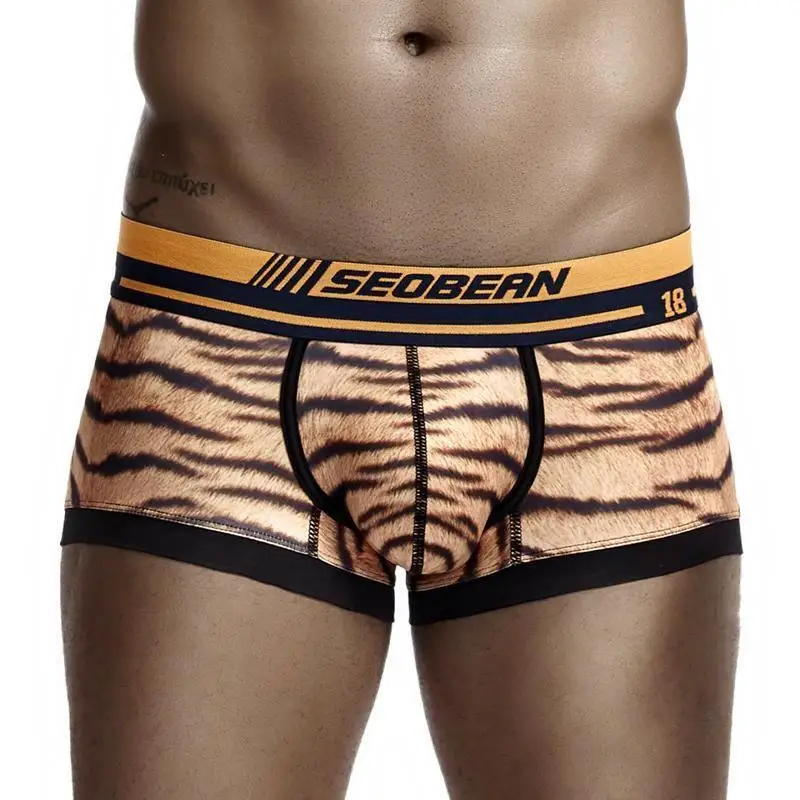SEOBEAN Brand Tiger Stripe Men's Underwear Boxers Male pyjama  Panties Sexy Low Waist Men Boxer Shorts Calzoncillos Cuecas