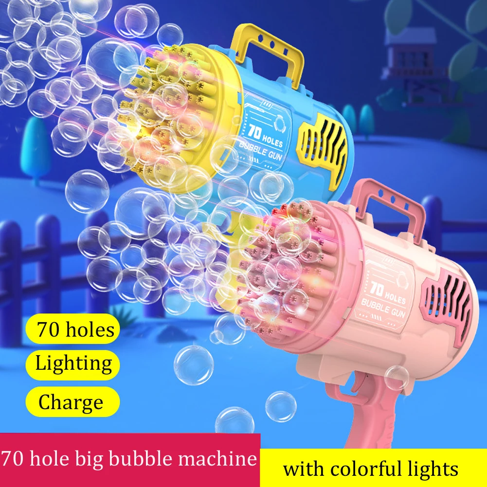 Bubble Gun Rocket 69 Buracos Sabão Bolhas Metralhadora Forma Soprador  Automático Com Brinquedos Leves Compatível com Crianças Pomperos Dia das  Crianças Presente