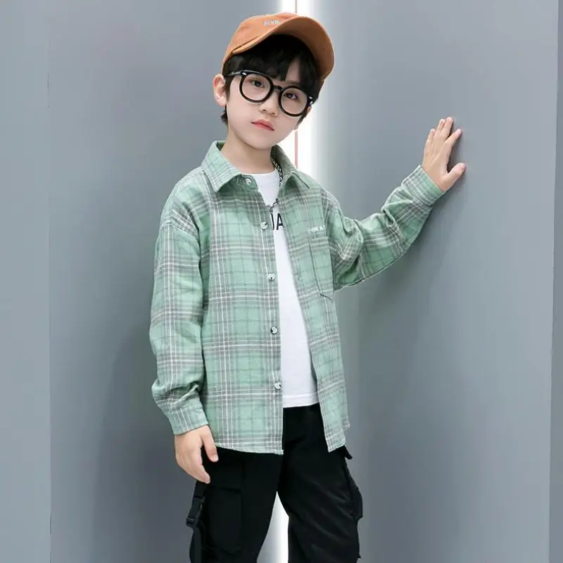 

2023 Spring and Autumn Casual Baby Boy Clothes Children Outfit 3Pc Set Turn-Down Collar Long Sleeve Shirts Suits 3-12 Years Old