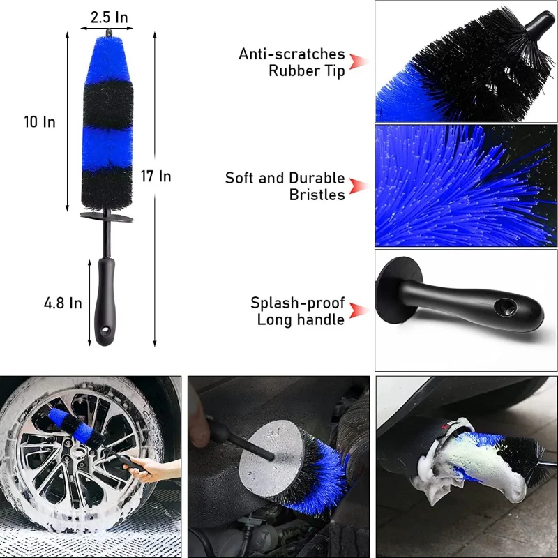 20 pieces of wheel and tire brush kit car detail drilling brush kit car washing and cleaning kit wheel brush tire rim cleaning tool