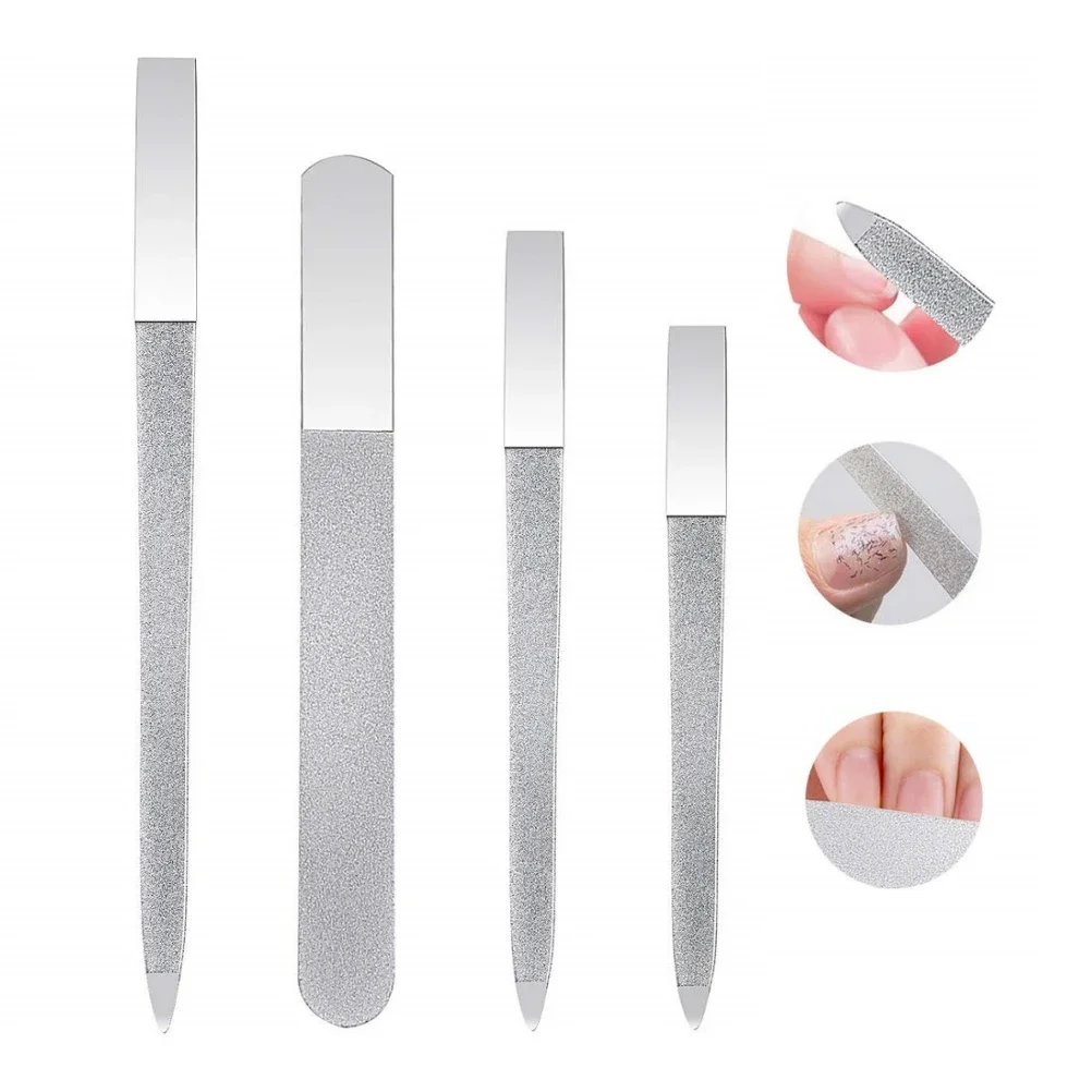 

Diamond Nail File Stainless Steel Double Side Nail File Metal File Buffer Fingernails Toenails Manicure Files for Salon and Home