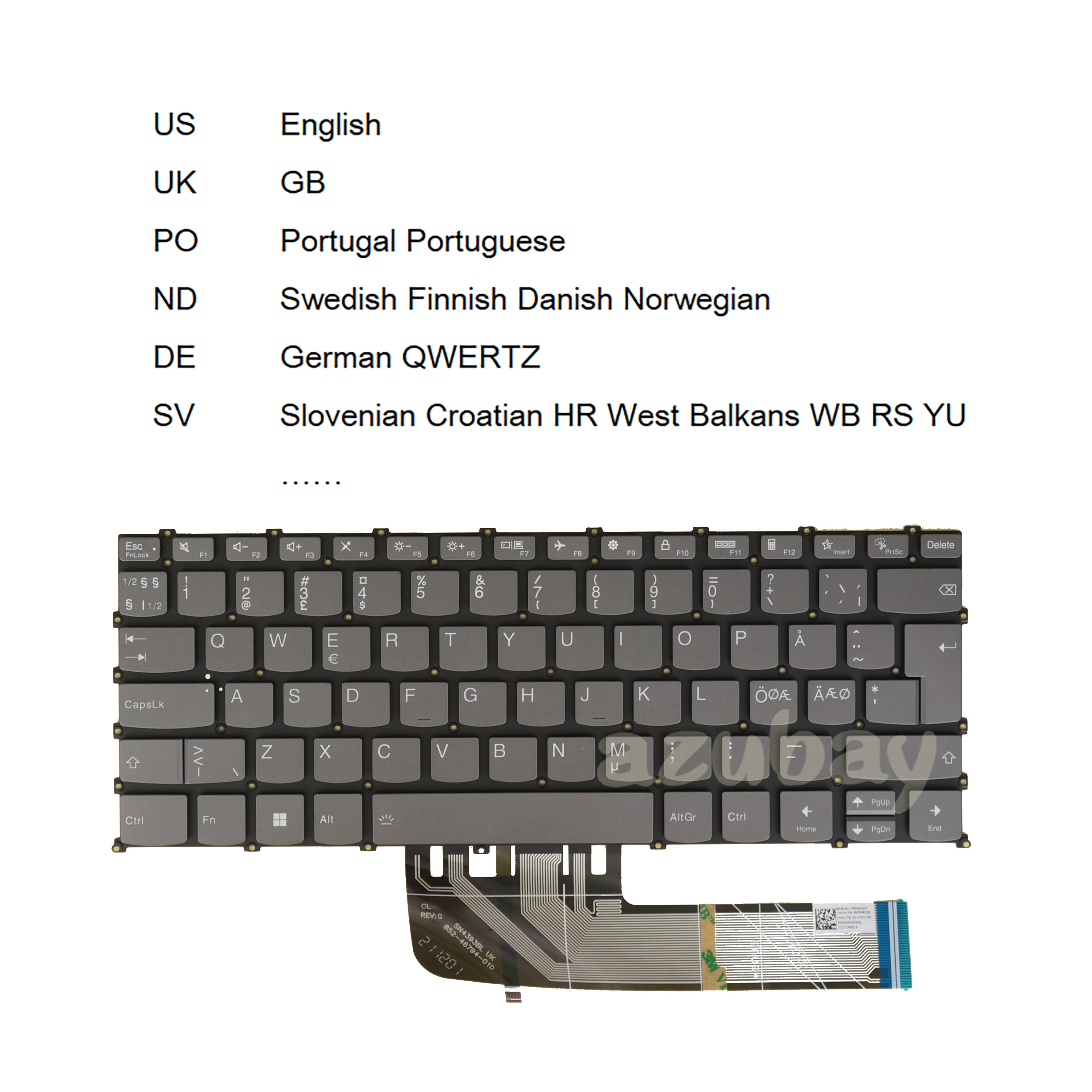 Teclado Fino para Lenovo Ideapad Yoga Slim 714are05 7-14iil05 7-14itl05 7-14itl5 Ducati Eua Reino Unido Alemão Nórdico Português Austríaco