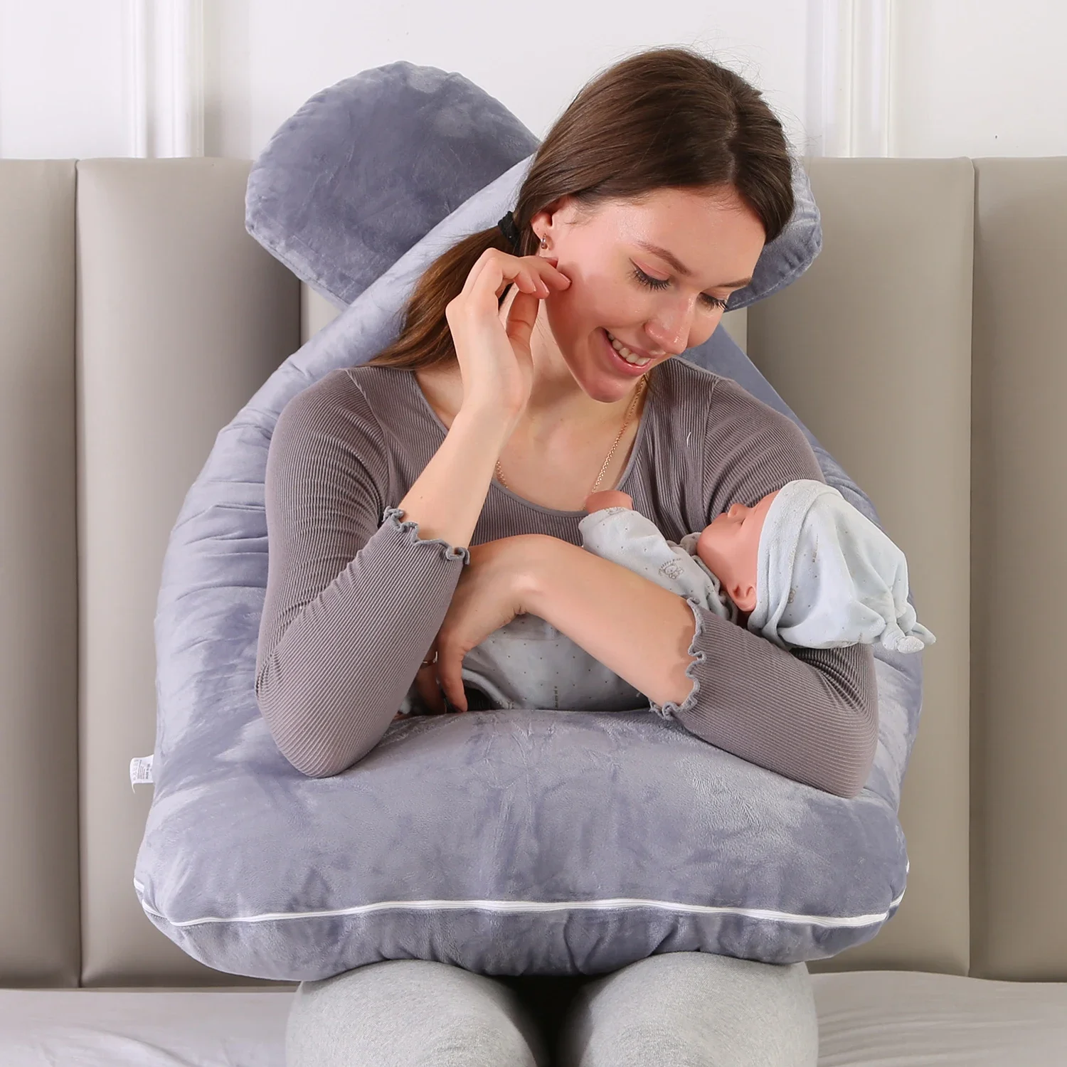 Almohada embarazada para mujeres embarazadas, almohada de lactancia, cojín  de embarazo para mujeres embarazadas en forma de U, soporte para dormir, 4