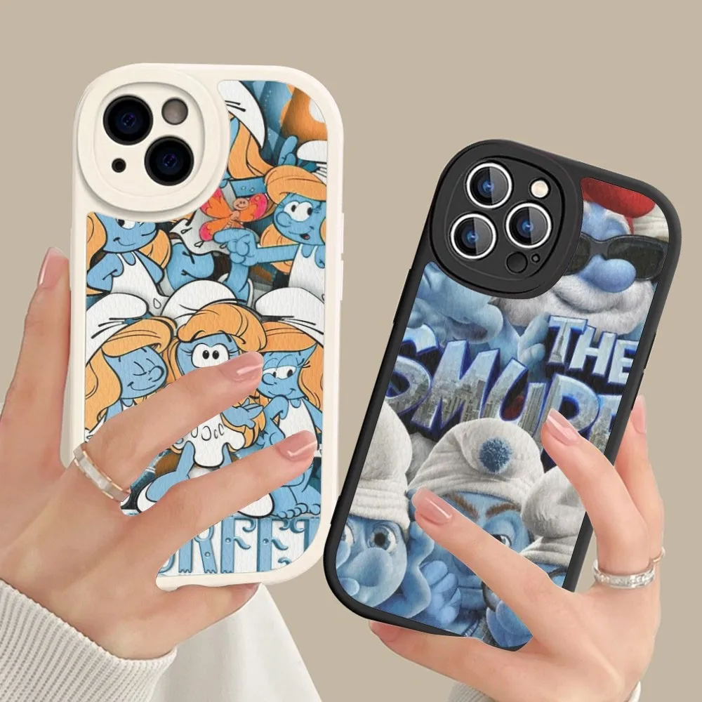 Cartoon The S-Smurfs Anime Movie Phone Case In Pelle Dura Per Iphone 14 13 12 Mini 11 14 Pro Max Xs X Xr 7 8 Plus Fundas