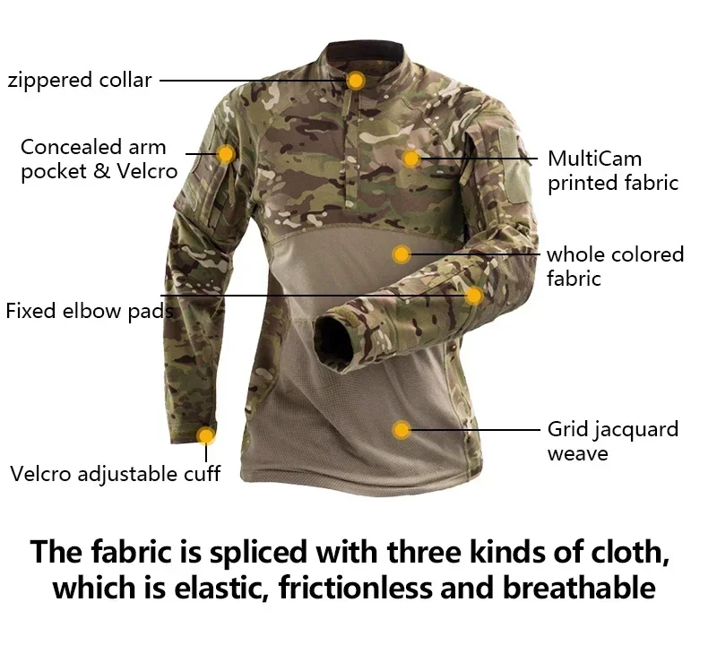 Outdoor Uniform Tactical Shirt Waterproof Clothing Tops Wear resistance Airsoft Multicam Camo Hunting Suit Pants+ Pads 4
