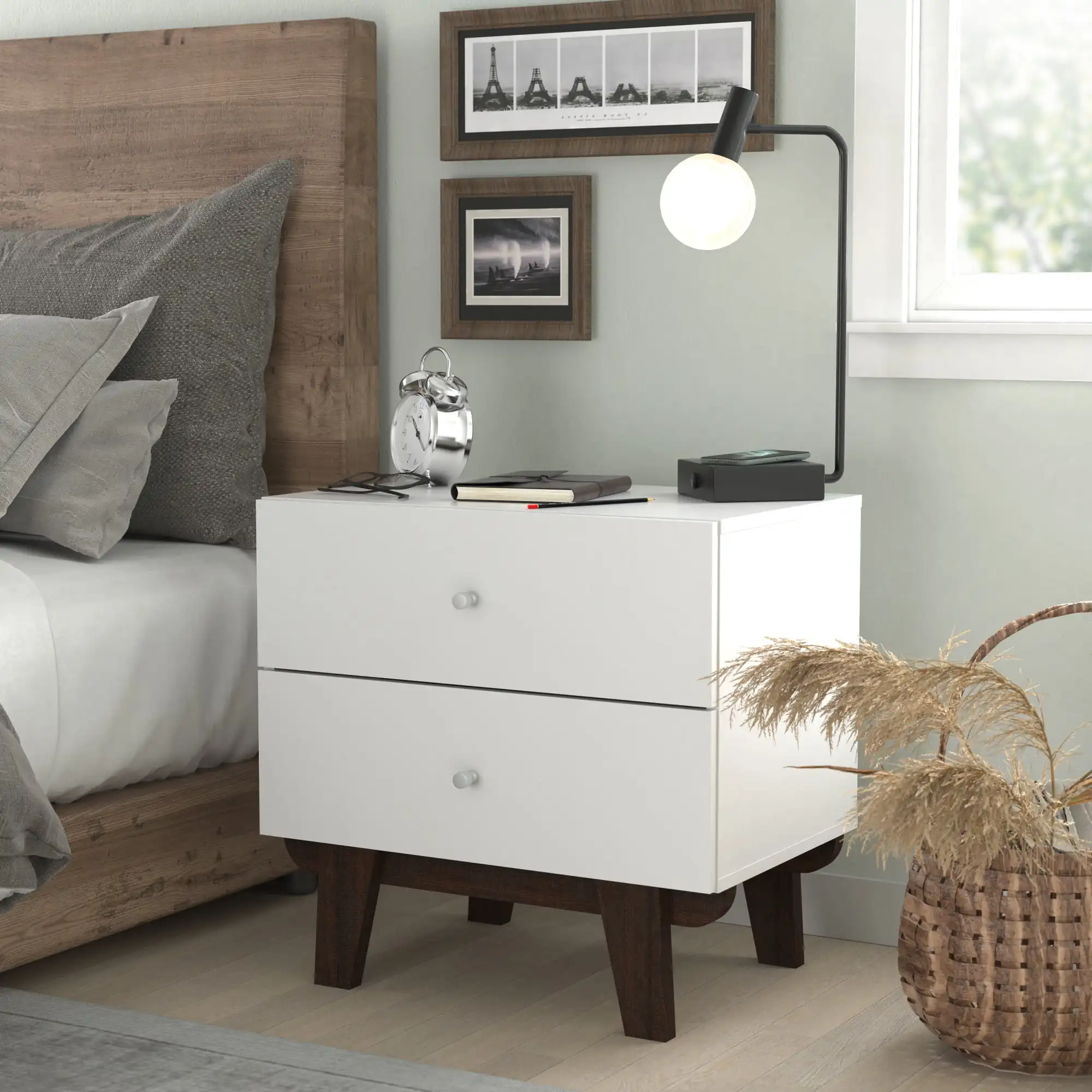 

Kincaid Wood 2-Drawer Nightstand, Matte White, by Hillsdale Living Essentials