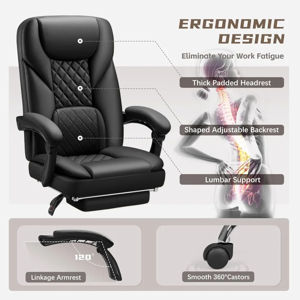 Office Chair with Footrest Ergonomic High Back Design Executive Computer Desk Chair400lbs, 4