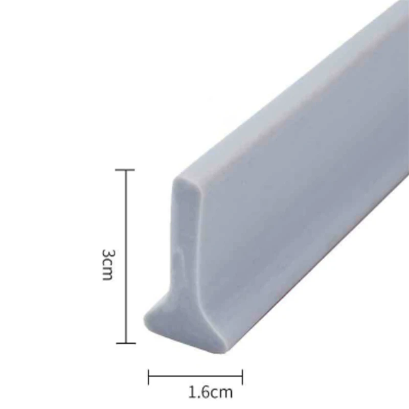 Rubber Silicone Shower Barrier Water Stopper Bathroom Waterproof Strip